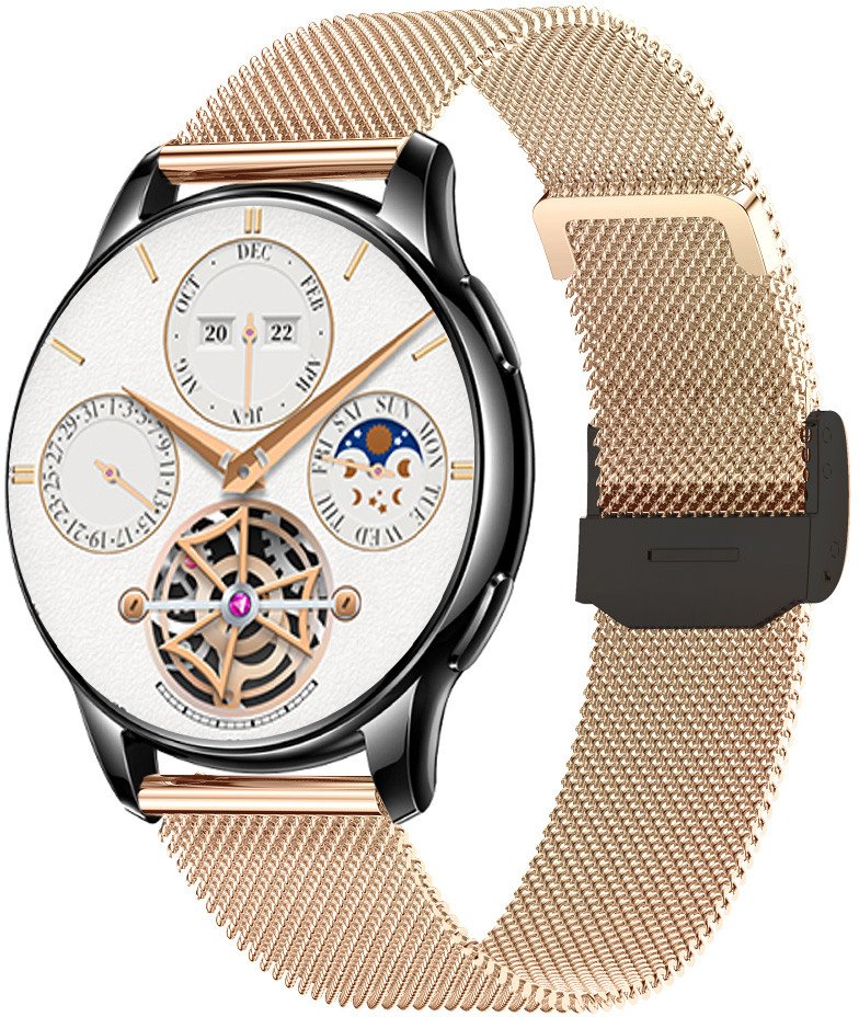 Smartwatch damski Rubicon -Asturia- - AMOLED rozmowy BT tętno SpO IP67 złoty