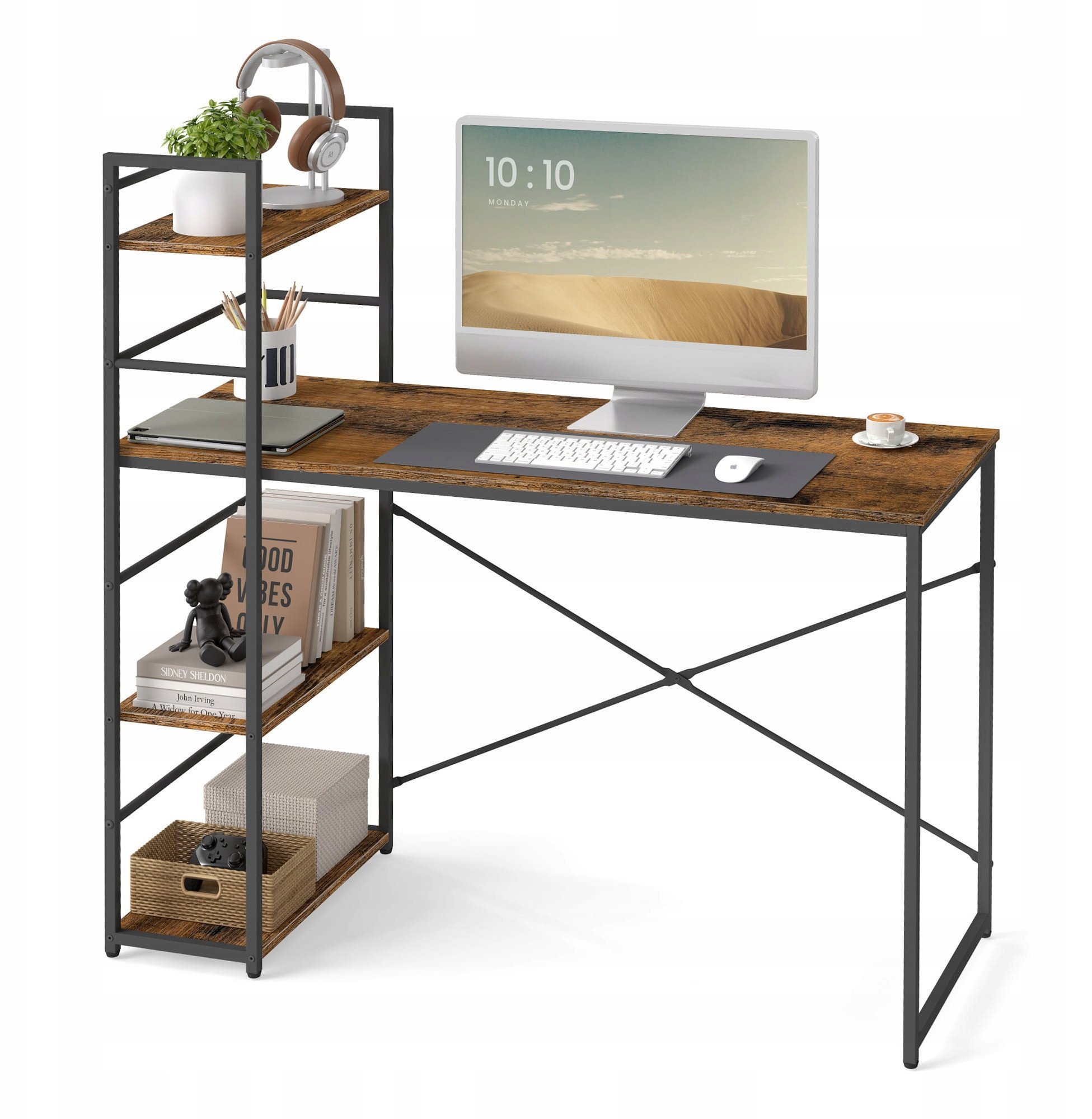 Biurko Komputerowe MAX 4.0 - rustykalne / nogi czarne