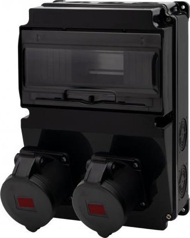 F-Elektro Rozdzielnica czarna LAGO 10M SCENIC - gniazda proste 2x16A/5P F3.2661