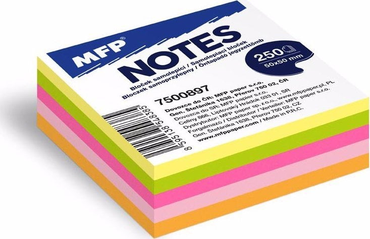 MFP paper karteczki samoprzylepne 5x5cm 250k. mix 5 kolorów neon 7500897