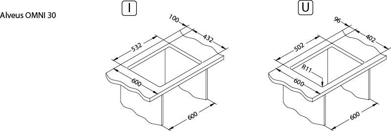 Zlewozmywak Alveus Alveus OMNI 30 G81 beton (45x55) 1 kom. z syfonem sat.