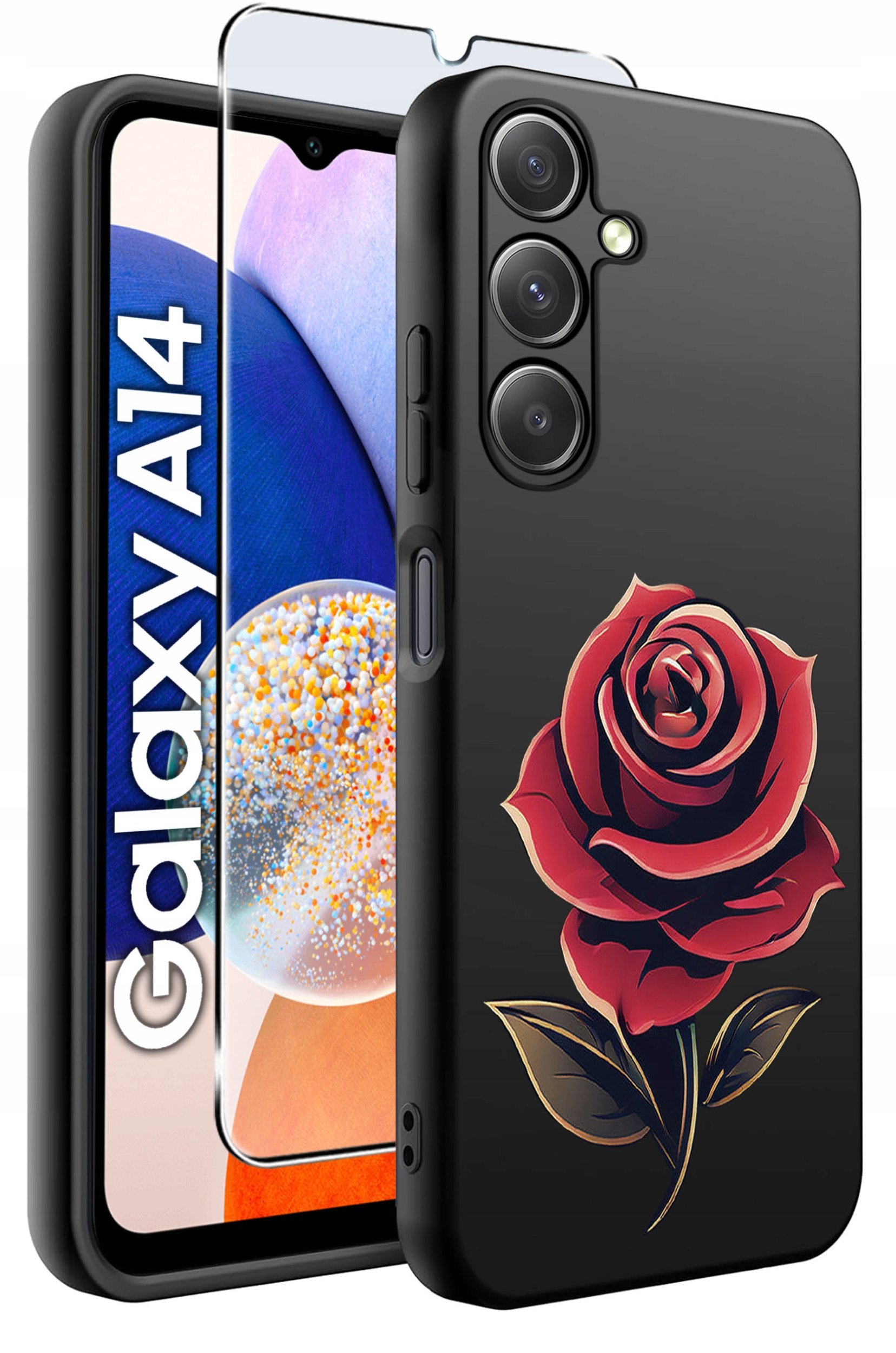 ETUI do Samsung A14 5G WZORY | SILIKONOWE MATT CASE + SZKŁO HARTOWANE 9H