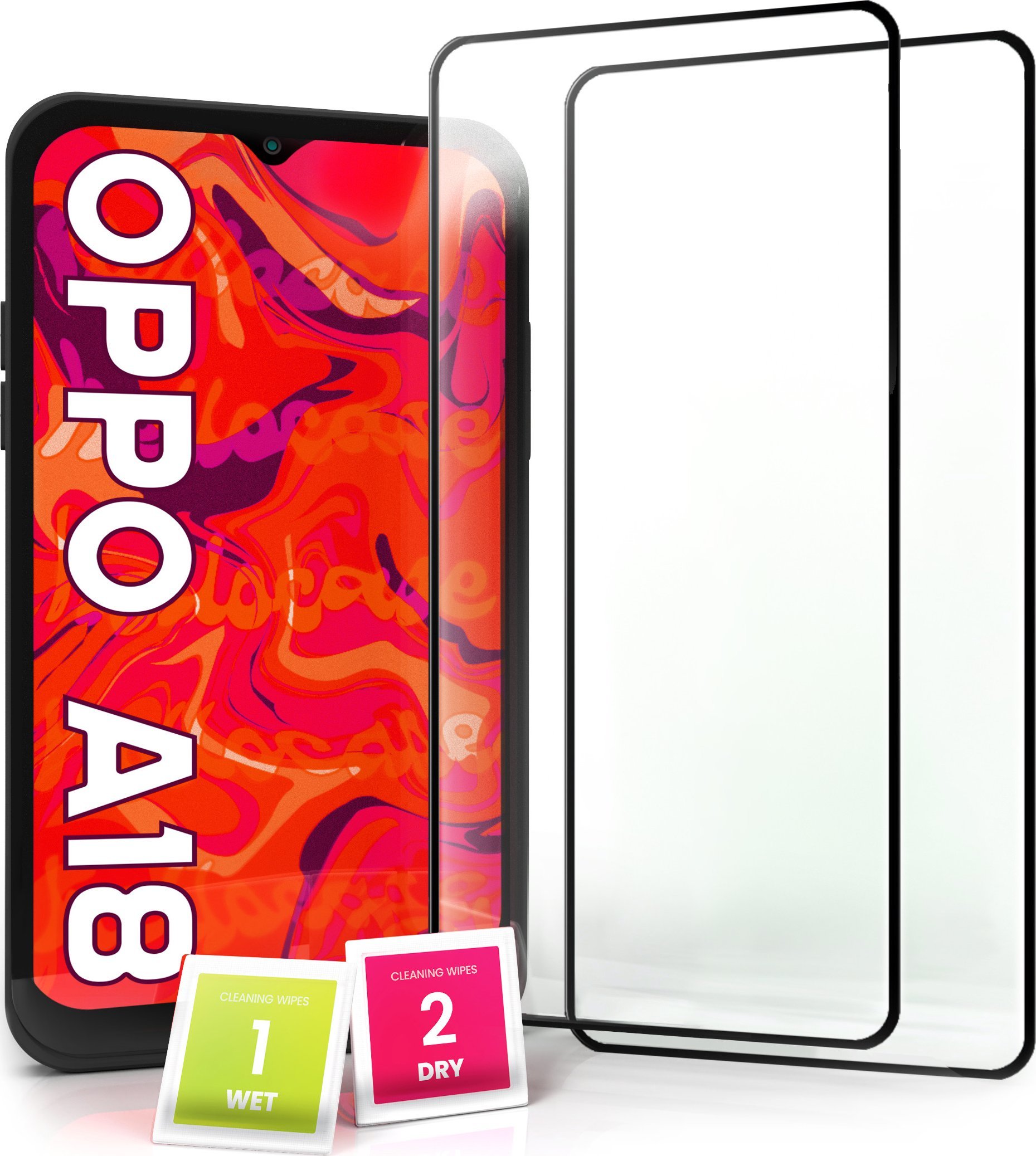 Hello Case 2-pak Szkło Hartowane do Oppo A18 Ochronne Pełne Na cały ekran 5D 9H