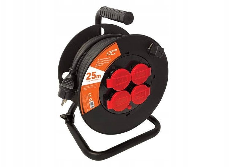 Przedłużacz bębnowy 4 gniazda z uziemieniem 25m