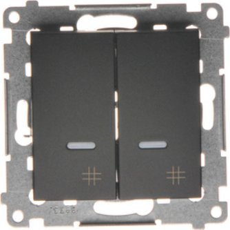 Kontakt-Simon Simon 54 Łącznik krzyżowy podwójny z podświetleniem (moduł) 10AX 250V szybkozłącza czarny mat DW7/2L.01/49