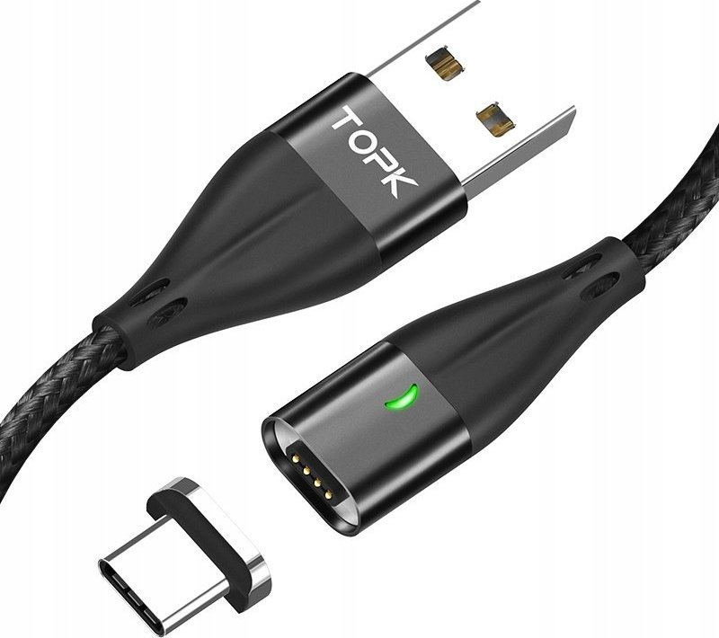 Kabel USB Topk USB-A - USB-C 3 m Czarny (AM61)