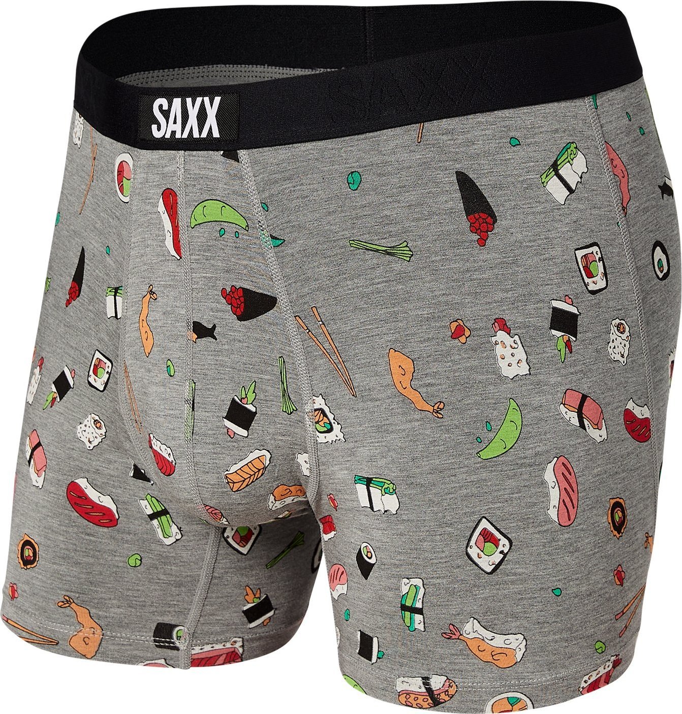 SAXX Bokserki męskie SAXX VIBE BOXER BRIEF GREY SUSHI DOOBIE DOO S