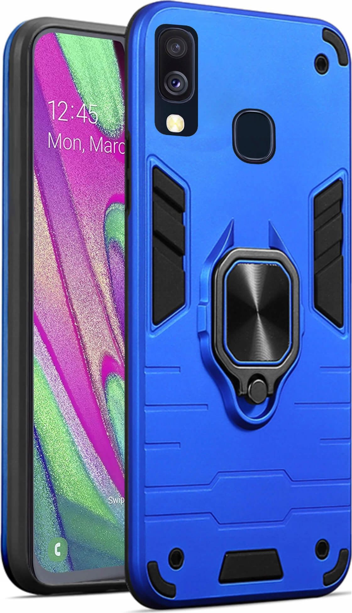 etumi Etui Pancerne Do Samsung Galaxy A40 Obudowa Ring Wzmocnione Hybrydowe Etui Ochronne Futerał Armor Pokrowiec Magnes Armr0004