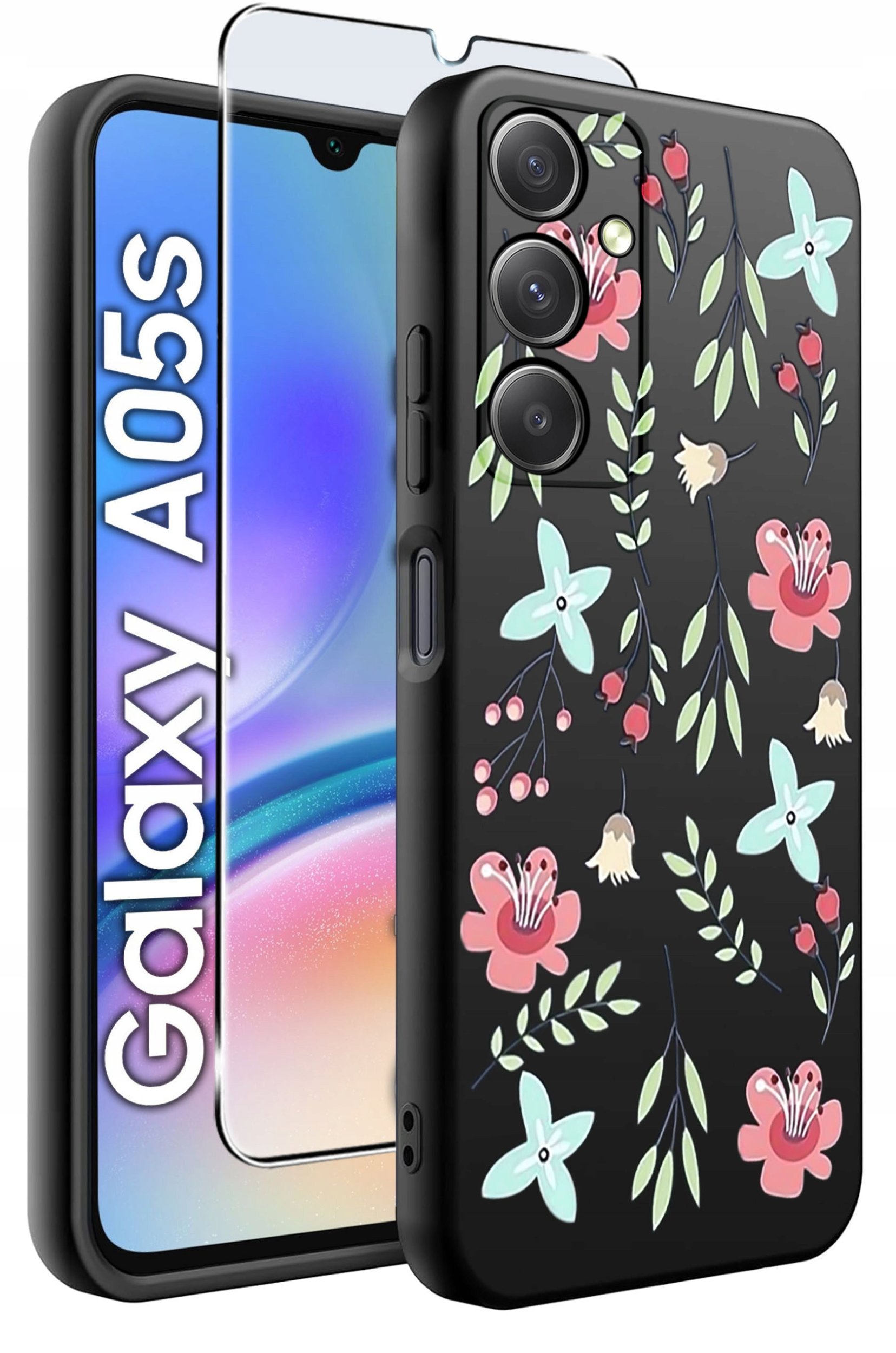ETUI do Samsung A05s WZORY | SILIKONOWE MATT CASE + SZKŁO 9H