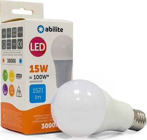 Abilite ŻARÓWKA LED ABILITE KLASYCZNA MLECZNA B.CIEPŁA E27 15W/230V 1521LM A65