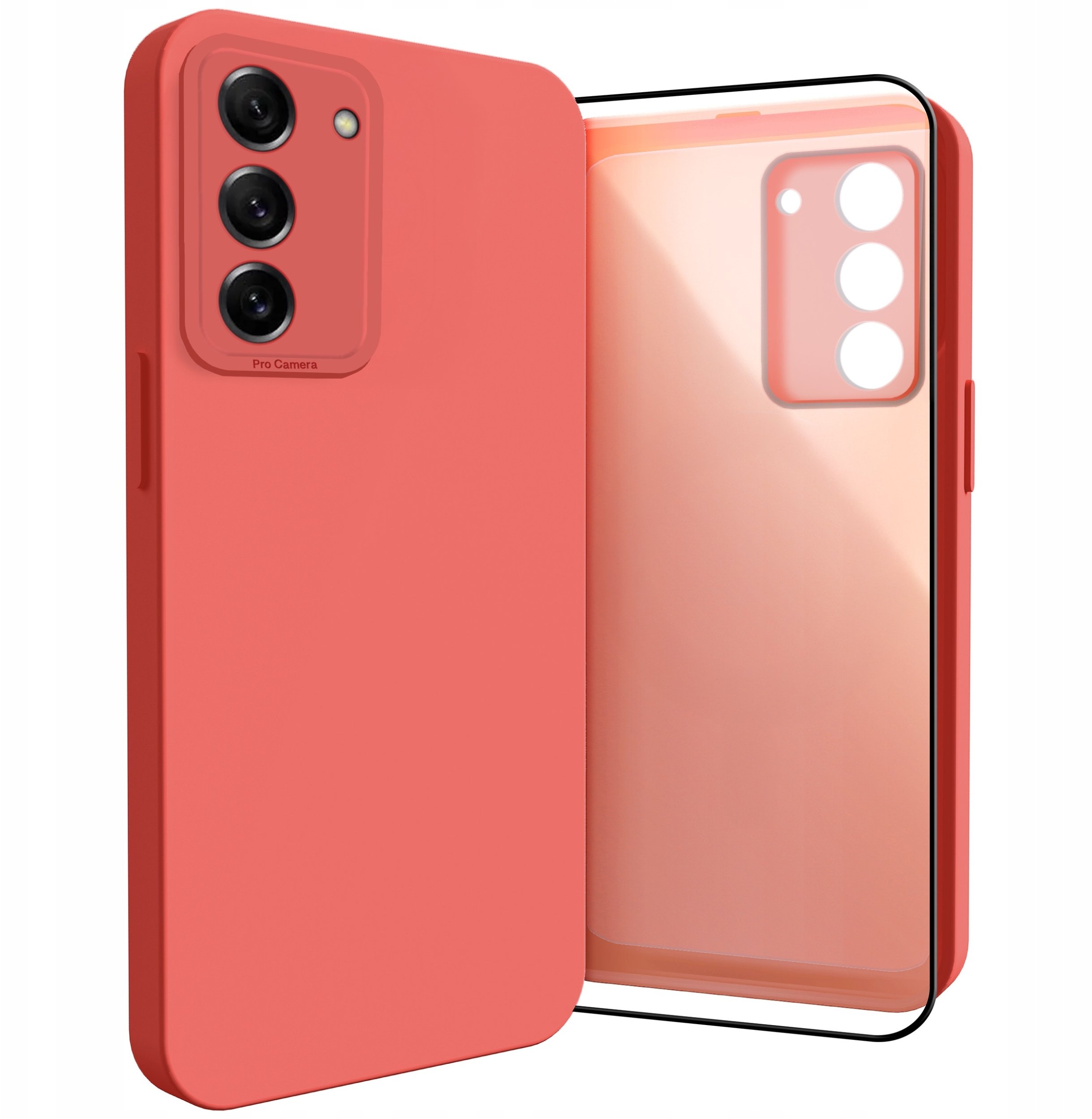 Etui do Samsung Galaxy S21 FE (Silikonowe, Osłona Kamery, Czerwone) Szkło