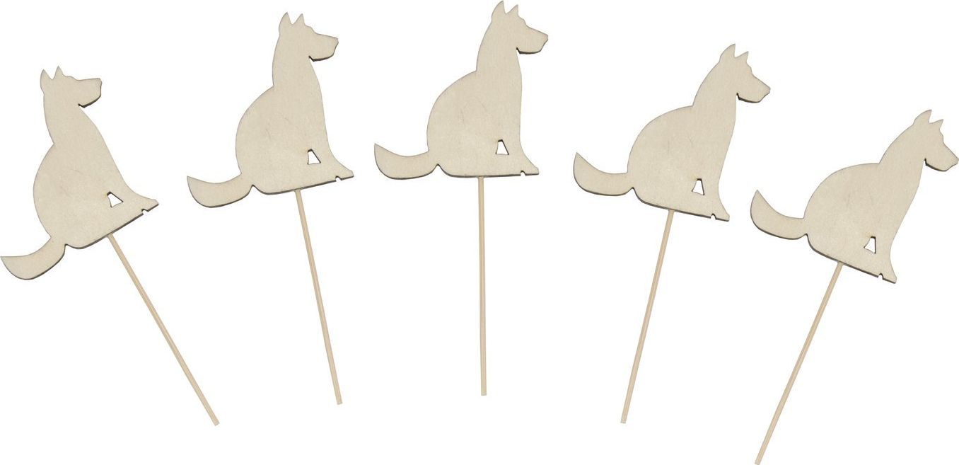 Tajemniczy ogród Piesek drewniany na piku 5szt.