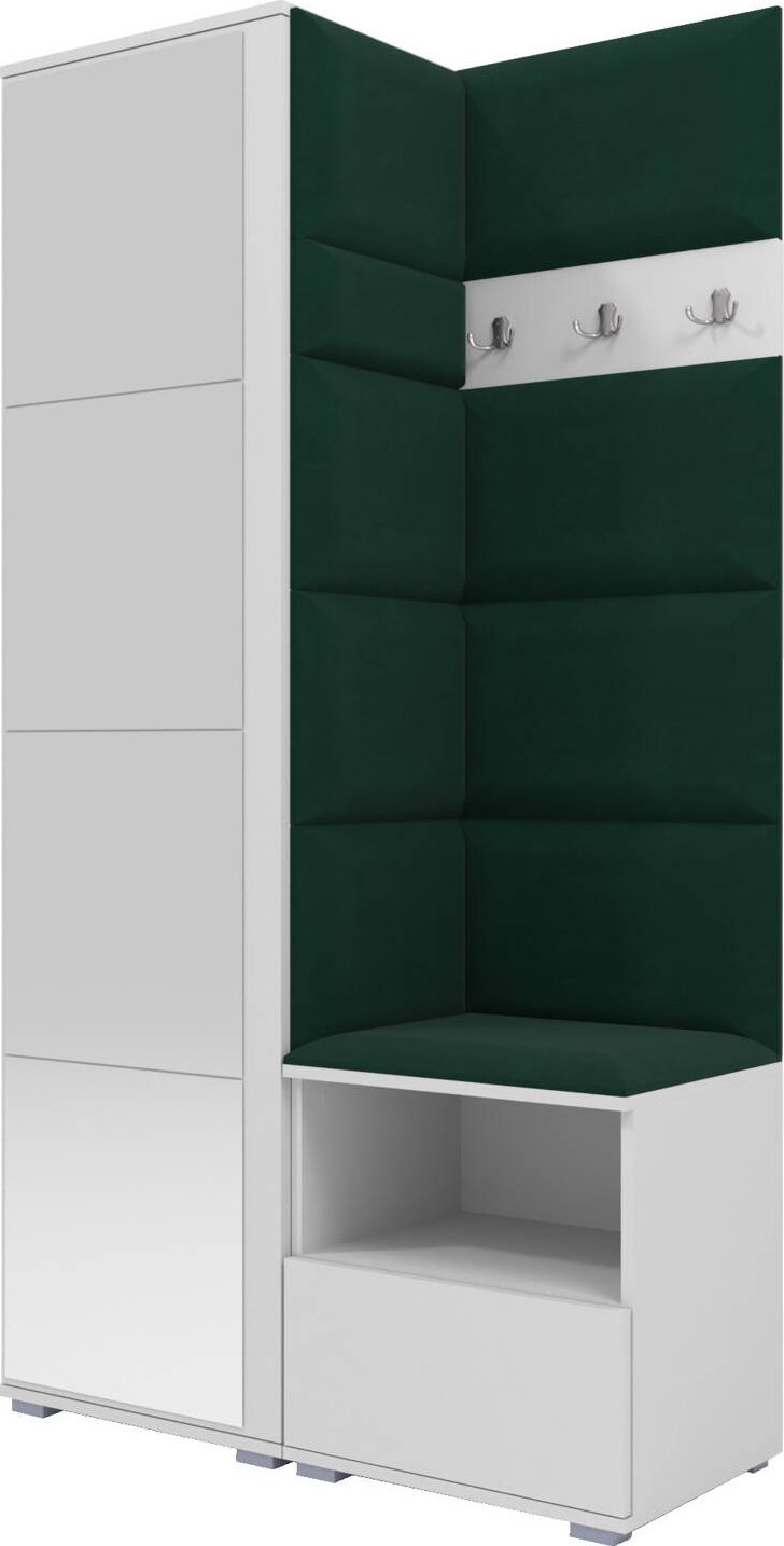 Ravio Tapicerowana garderoba Nela I z lustrem - kolor biały + tkanina Trinity 28