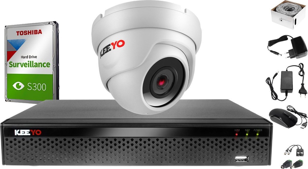 Keeyo H265+ Zestaw do monitoringu po skrętce 5MPx IR 25m 1TB 1 Kamera