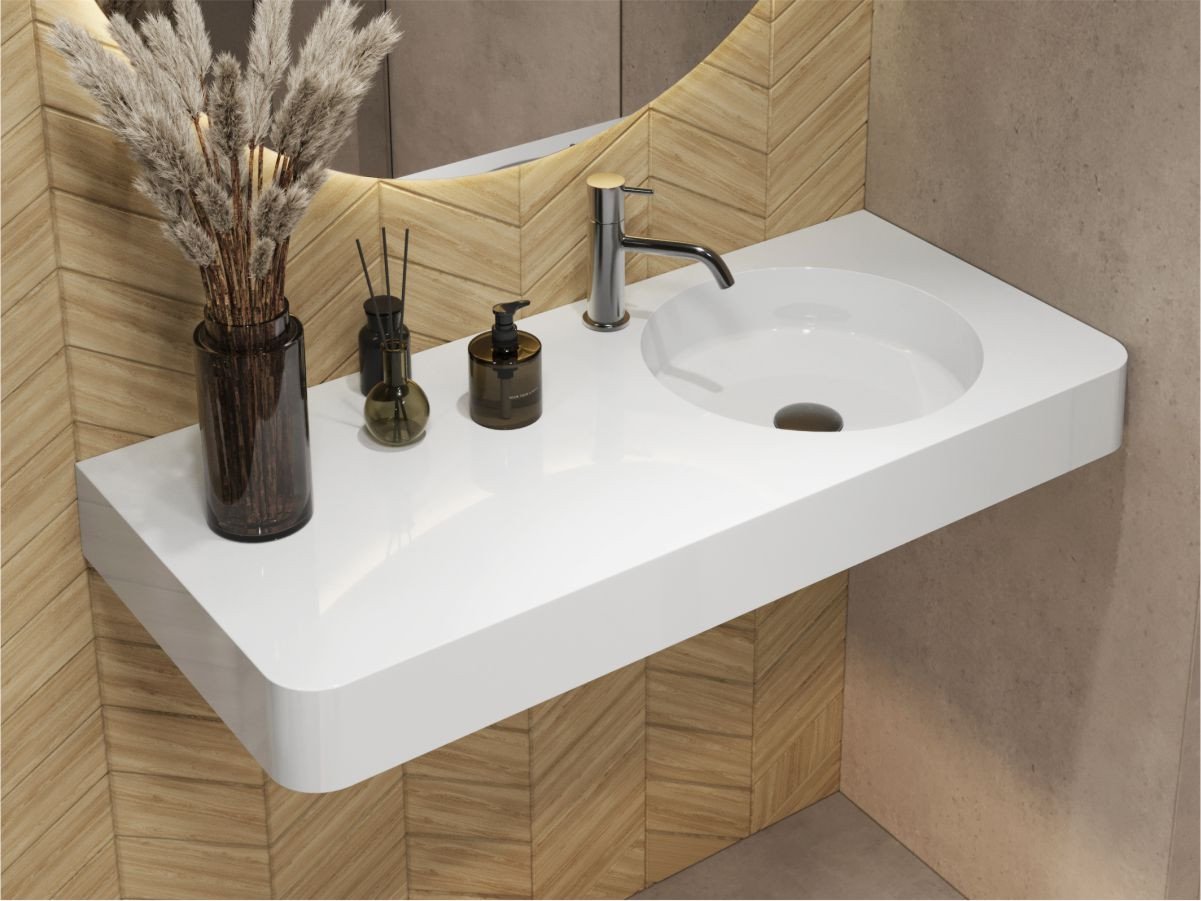 Umywalka wisząca MIRAGGIO LOOP 1000 L 100*45*12 Połysk Biała 8813930