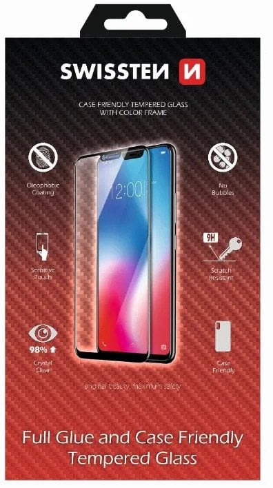 Hartowane szk�o ochronne Swissten, pro Apple iPhone X/XS, czarna, case friendly and color frame