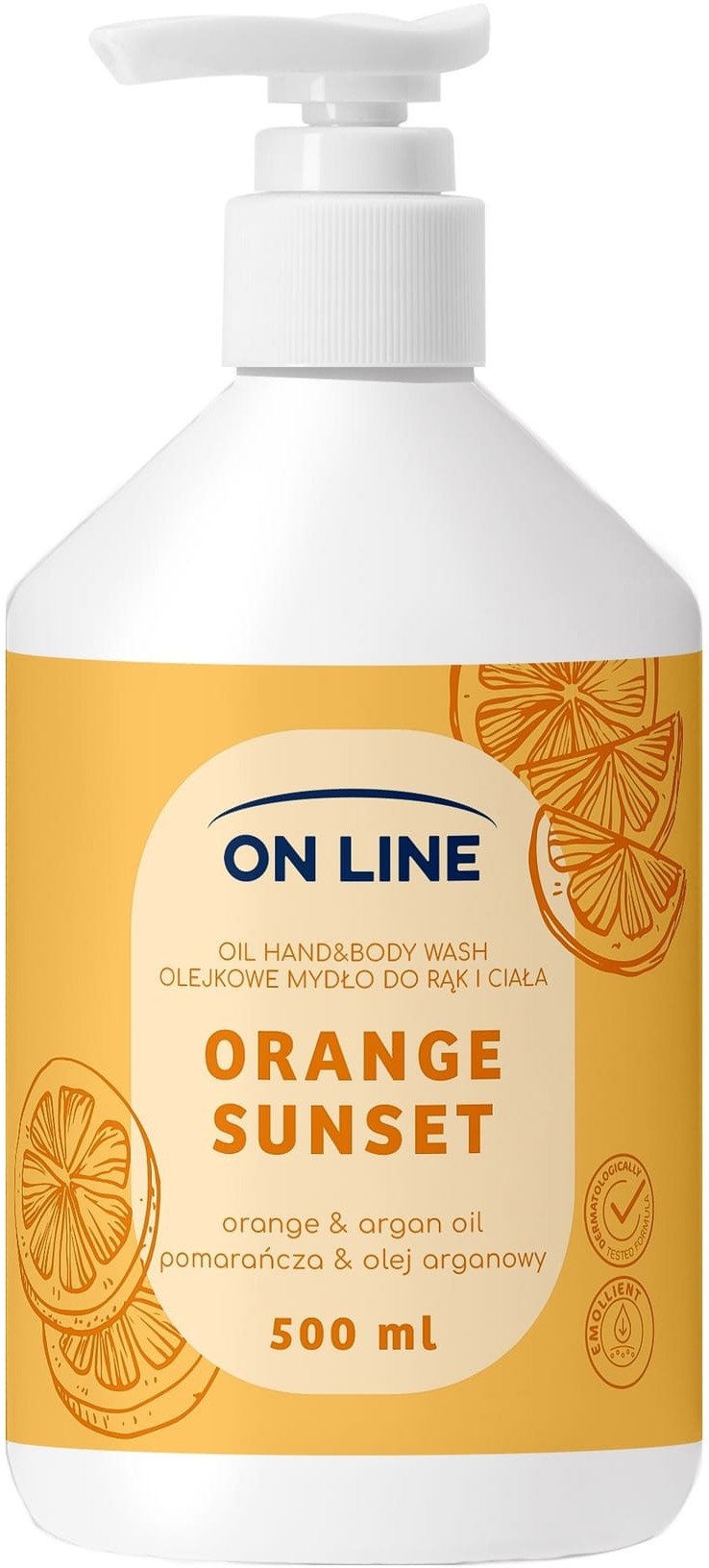 ON LINE Olejkowe mydło do rąk i ciała Pomarańcza&Olej arganowy 500 ml