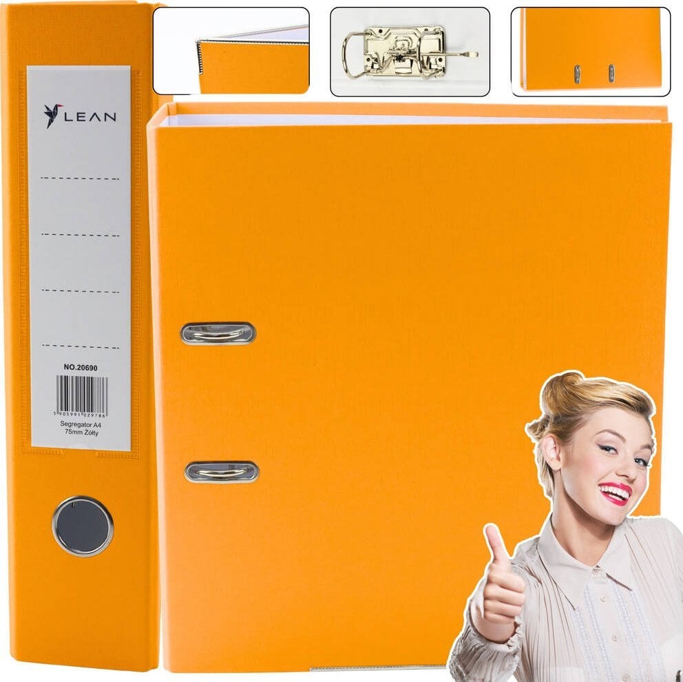 Segregator LeanToys Segregator Na Dokumenty A4/75mm Żółty