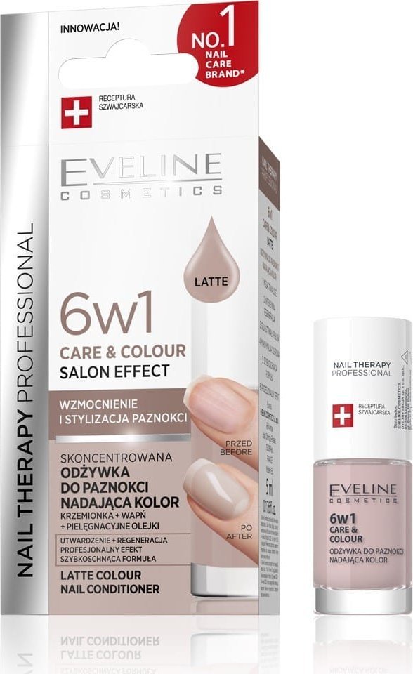 EVELINE KOLOROWKA EVELINE Nail Therapy Professional Odżywka do paznokci nadająca kolor Care&Colour 6w1 - Latte 5 ml