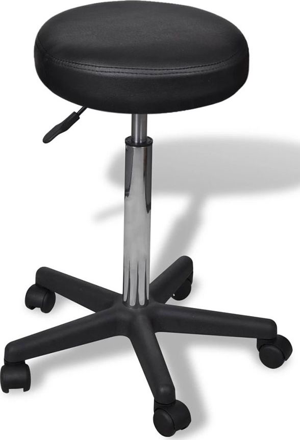 Elior Czarny tapicerowany taboret obrotowy na kółkach - Albin