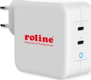 Adapter USB Roline Ładowarka ROLINE USB z wtyczką Euro, 2 porty (2x PD Typ-C), GaN, 100W