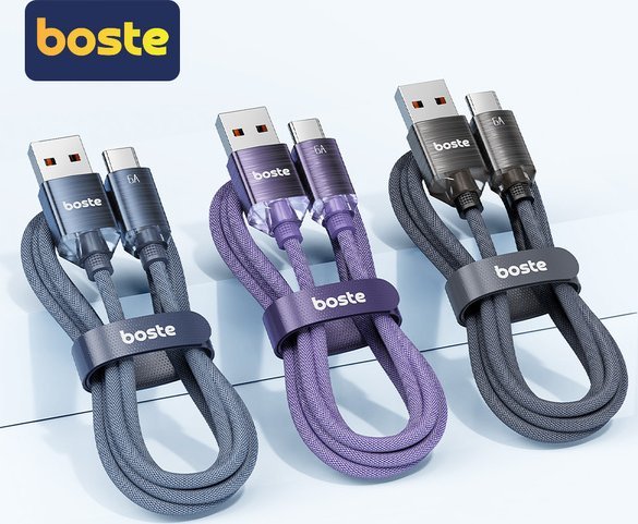 Boste Gemstone Series Fast Charging Data Cable USB-A to USB-C 6A 1m Brushed Blue