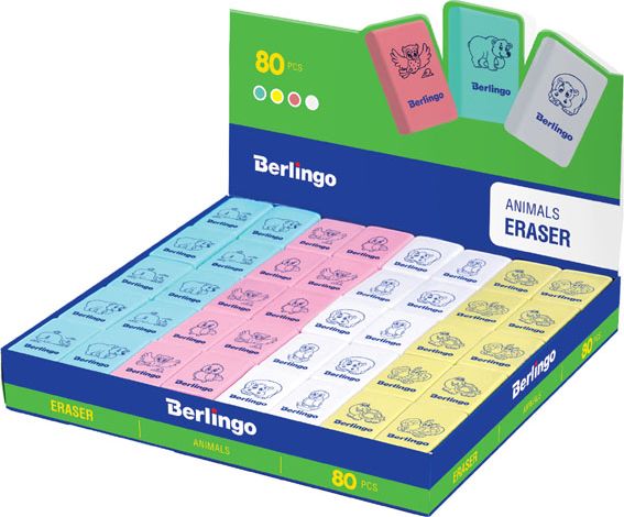 Berlingo Gumka do gumowania termoplastyczna color 80szt. Animals