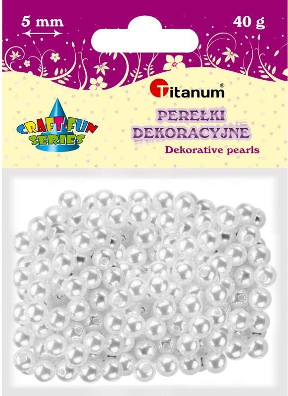 Titanum Koraliki z dziurką białe perłki 5mm 40g CRAFT-FUN