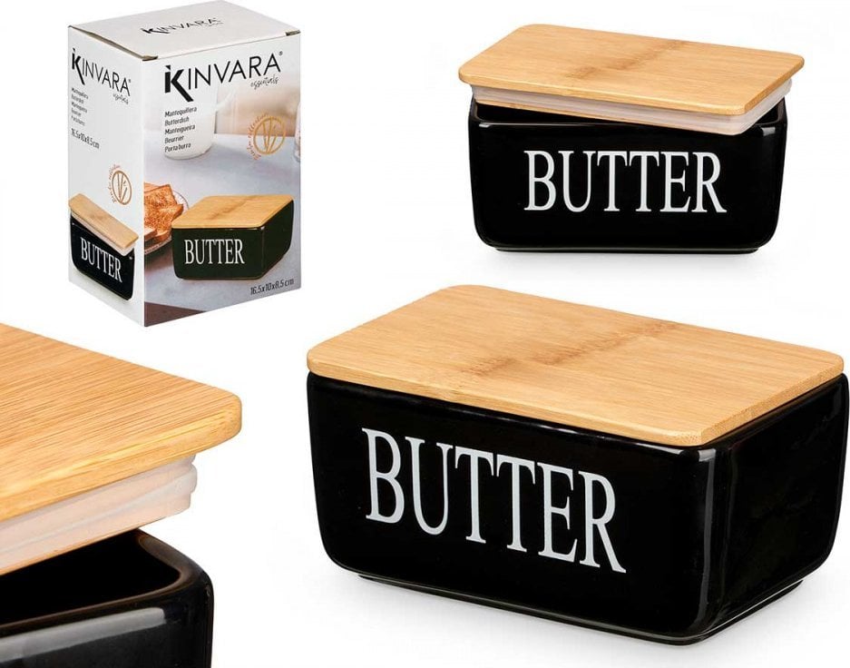 Maselniczka Kinvara Ceramiczna maselniczka z napisem BUTTER, 10 x 16,5 x 8,5 cm