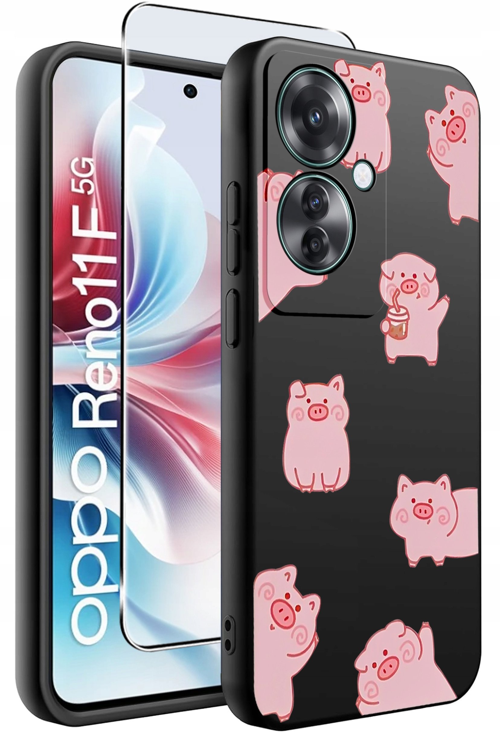ETUI do Oppo Reno11 F 5G WZORY | SILIKONOWE MATT CASE + SZKŁO HARTOWANE 9H
