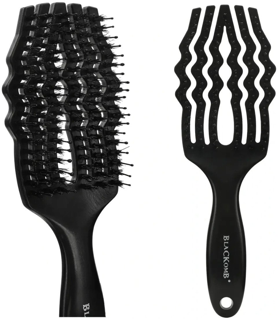 BlacKomb Szczotka Do Rozczesywania Włosów Z Naturalnym Włosiem Dzika Masująca Czarna 100g