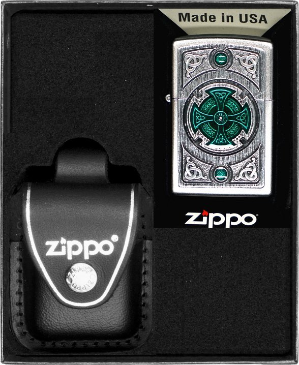 Zestaw ZIPPO Zapalniczka CELTIC GREEN CROSS Prezentowy No3