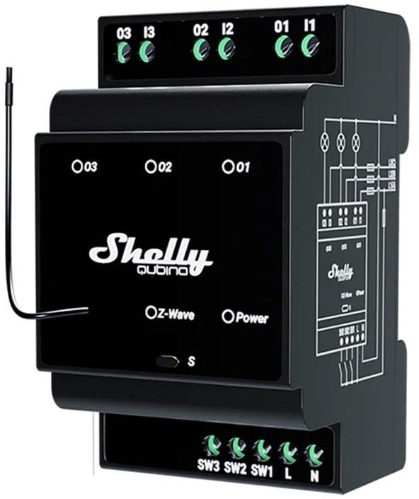 Shelly Relais "Wave" Hutschiene Pro 3 Relais max. 48 A 3 Phasen 3x 16A Z-Wave