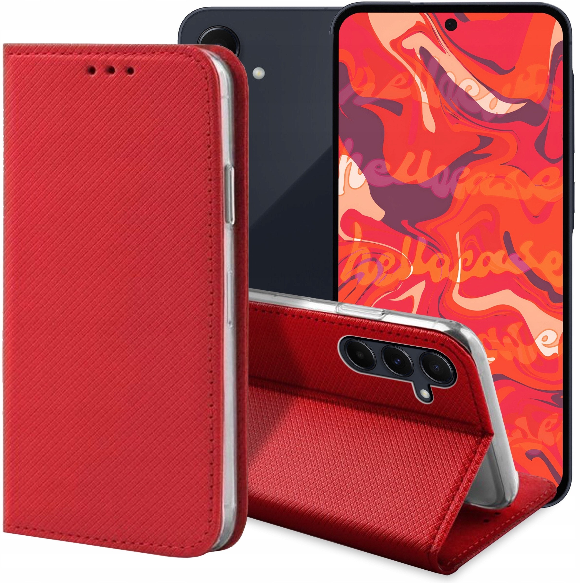 ETUI Z KLAPKĄ DO Samsung Galaxy A55 5G CZERWONE ZAMYKANE MAGNETYCZNE