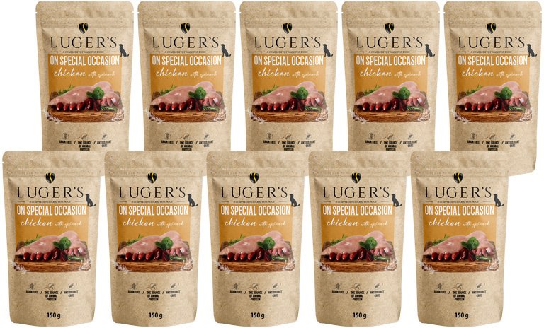 Lugers Karma mokra dla psa Luger's kurczak ze szpinakiem zestaw 10 x 150 g