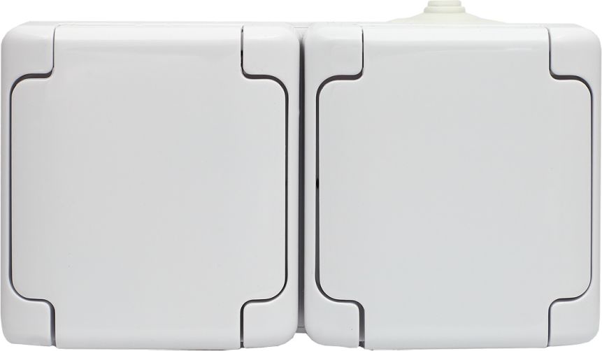 KOS BRYZA Gniazdo hermetyczne podwójne z/u 16A IP54 z klapką pełną białe (180436)