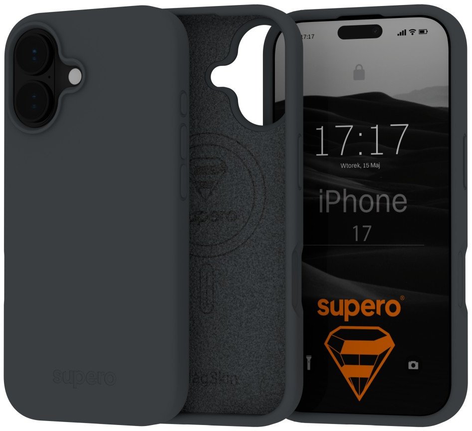 Etui silikonowe Supero MagSkin MagSafe do iPhone 17, ciemnoszare