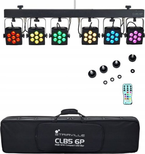 Zestaw 6 Reflektorów Stairville CLB5 6P RGB WW LED+ Pilot na Podczerwień