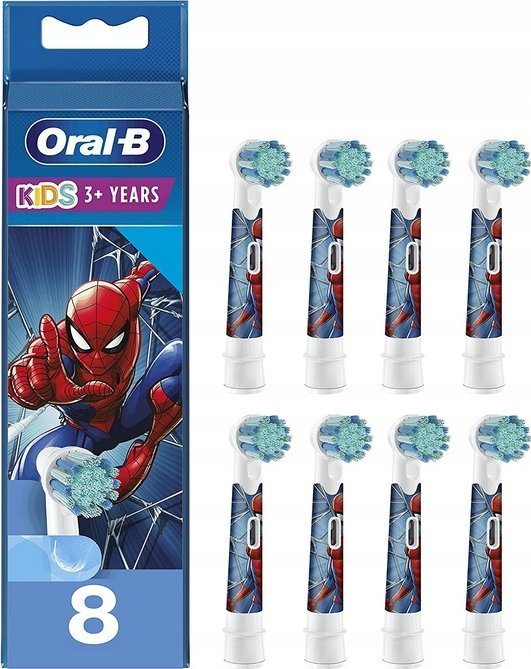Końcówka Braun Braun Oral-B Kids Spiderman 8-piece brush attachment (white, frustration-free packaging)