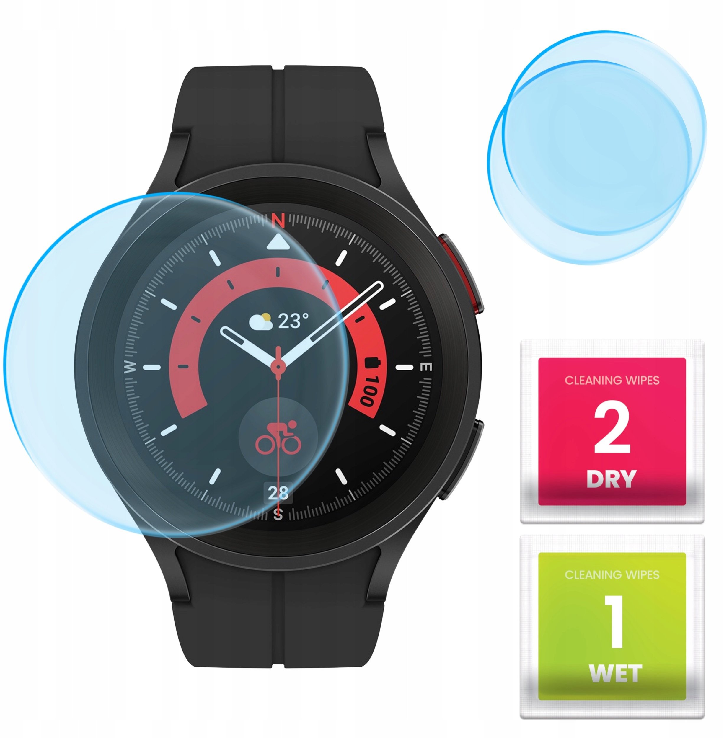 2-PAK Szkło Hybrydowe do Samsung Galaxy Watch 5 Pro 45 mm (Szkiełko, 9H)