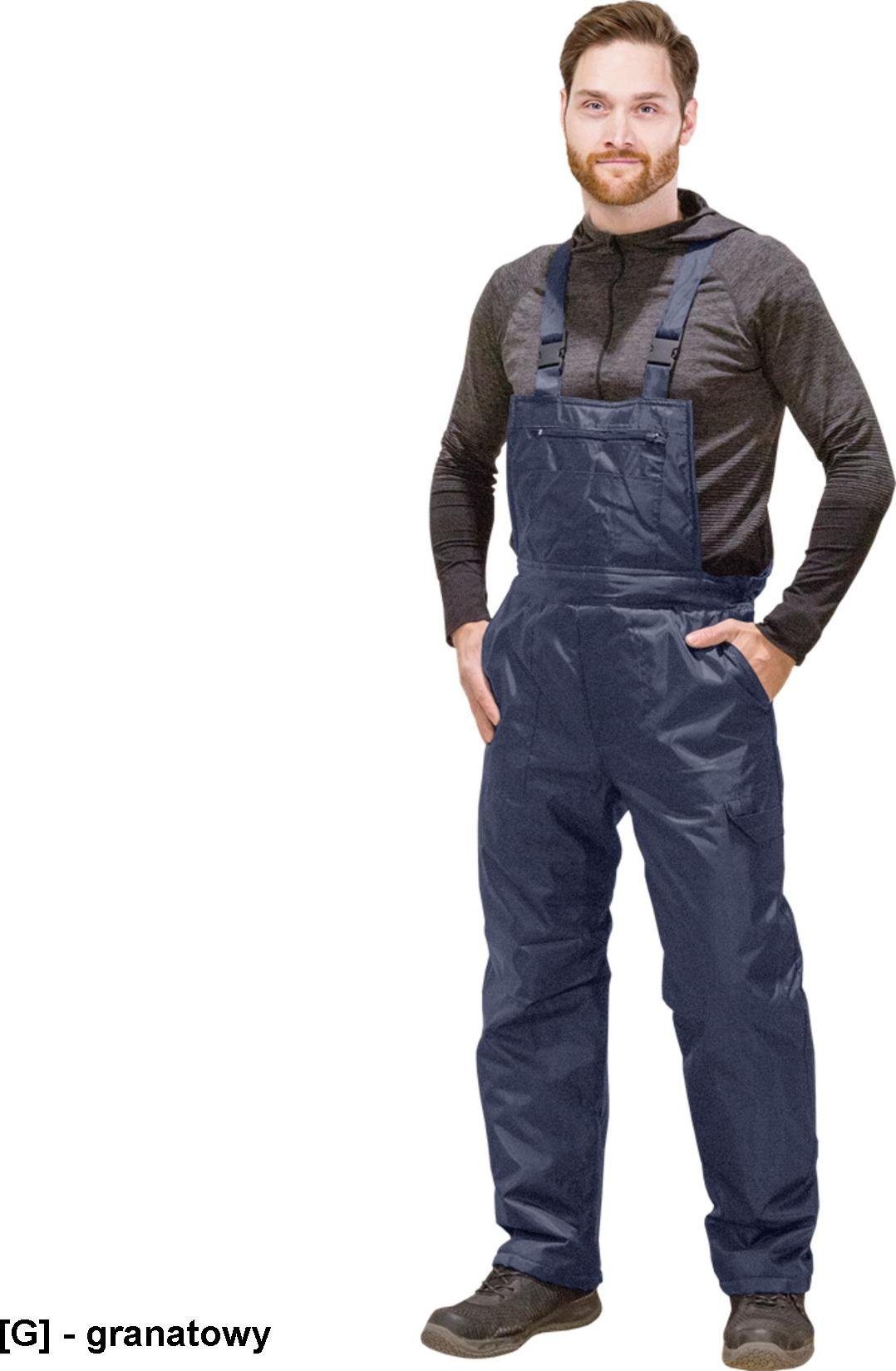 R.E.I.S. S-WINTER - Ocieplane spodnie ochronne ogrodniczki - czarny 2XL