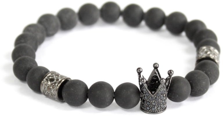 Bransoletka Boho - Kryształowa Korona - Czarny Agat
