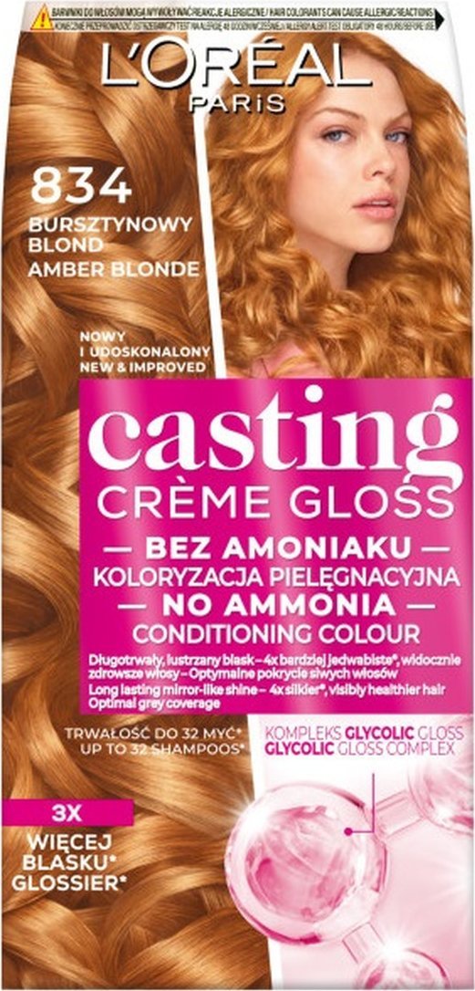 L'Oreal Paris Casting creme gloss farba do włosów 834 bursztynowy blond