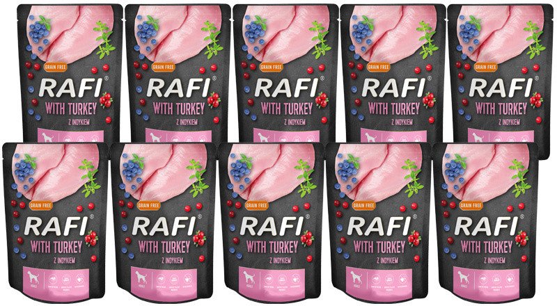 Mokra karma dla psa Rafi z indykiem zestaw 10 x 300 g