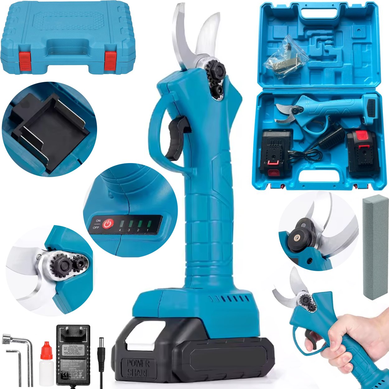 Mocny Sekator Akumulatorowy Elektryczny Ogrodowy Nożyce Do Gałęzi 2x 48V