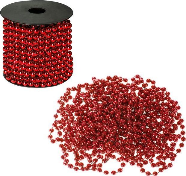 Springos Łańcuch na choinkę perły koraliki 10m 8 mm czerwony UNIWERSALNY