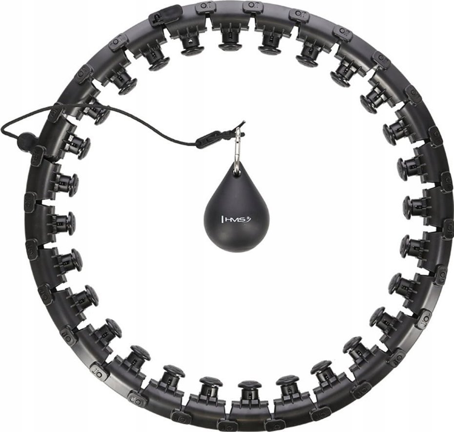 HMS Hula hop z wypustkami i obciążnikiem HHW12 czarne