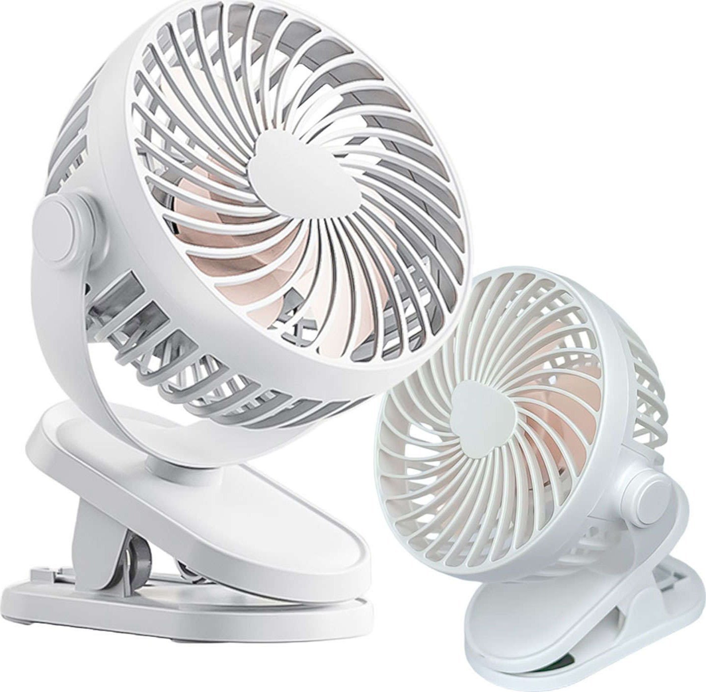 Alogy Wentylator wiatrak wiatraczek przenośny klips Alogy biurkowy na biurko wózek dla dziecka bezprzewodowy biały