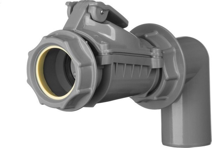 Karmat Zasuwa burzowa PP DN 50 wersja C z kolanem popiel