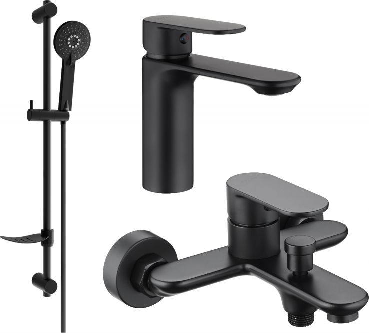 Mexen Mexen Milo DF40 zestaw wannowy, czarny - 71303DF40-70